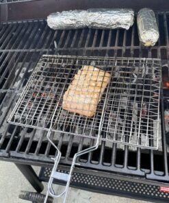 AIGMM Portable Stainless Steel BBQ Barbecue Grilling Basket for Fish ,Vegetables , Steak ,Shrimp, Chops and Many Other Food .Great and Useful BBQ Tool. Deep 37 91 b6Vwr3vL