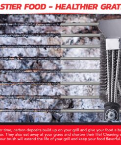 Grill Brush - Grill Cleaner Brush Grill Accessories for Outdoor Grill - Safe BBQ Brush for Grill Cleaning - Heavy Duty 17" Grill Brushes Grill Brush with Scraper 30 91 bH2keHeL
