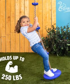 Squirrel Products Climbing Rope with Disc Swing - Active Outdoor Playset Equipment - Blue 18 91 cw4d2WlL