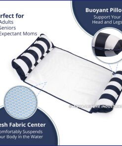Aqua Original 4-in-1 Monterey Hammock Pool Float & Water Hammock – Multi-Purpose, Inflatable Pool Floats for Adults – Patented Thick, Non-Stick PVC Material Blue Navy - Hammock 27 91 eNBDfk2L