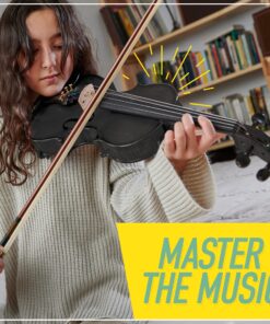 Mendini By Cecilio Violin For Beginners, Kids & Adults - Beginner Kit For Student w/Hard Case, Rosin, Bow - Starter Violins, Wooden Stringed Musical Instruments 1/2 MV300 Antique 22 91 eViEF6JL 2