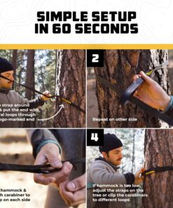 Wise Owl Outfitters Camping Hammock - Camping Essentials, Portable Hammock w/Tree Straps, Single or Double Hammock for Outside, Hiking, and Travel Blue & Grey Medium 28 91 jJmwZdfL 2