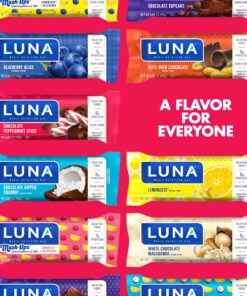 LUNA BAR - Gluten Free Snack Bars - Chocolate Peppermint Stick -8g of protein - Non-GMO - Plant-Based Wholesome Snacking - On the Go Snacks (1.69 Ounce Snack Bars, 15 Count) 15 Count (Pack of 1) 11 91 o WLlQjL