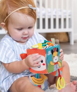 Alternative view of Infantino Peek & Seek Discovery Cube - Soft Development Toy, Peek-A-Boo Mirror, Clacker Rings, Crinkle & Rattle Sounds - Sensory Play, Ages 3 Months + Multi