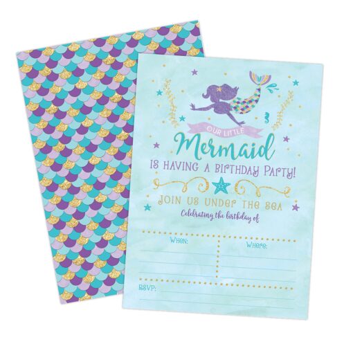 Your Main Event Prints Mermaid Birthday Invitations, 20 Fill in Mermaid Party Invitations