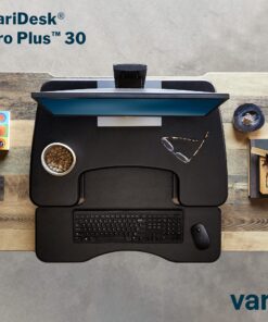 Vari - VariDesk Pro Plus 30 - Height Adjustable Standing Desk Converter for Home Office - Sit to Stand Desk with 11 Height Settings, Spring-Assisted Lift, and Weighted Base - Fully Assembled, Black 10 91 vvLTULNS