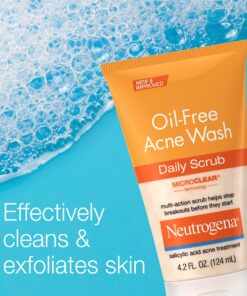 Neutrogena Oil-Free Acne Face Scrub, 2% Salicylic Acid Acne Treatment Medicine, Daily Face Wash to help Prevent Breakouts, Oil Free Exfoliating Facial Cleanser for Acne-Prone Skin, 4.2 fl. oz Unscented 4.2 Fl Oz (Pack of 1) 27 910 432J1tL