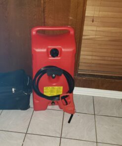 Scepter 14 Gallon Portable On Wheels Gas Fuel Tank Containers with LE Fluid Transfer Siphon Pump and 10 Foot Long Hose, 2 Pack 23 9100CSGhVNL