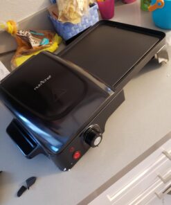 Nutrichef 2-in-1 Panini Press Grill & Griddle | Nonstick Coating, Temperature Control | Multiuse Countertop Sandwich Maker | Removable Drip Tray | 1500W | Compact Electric Griddle | 20.3 x 12.5 x 5.3 41 91032waEH L