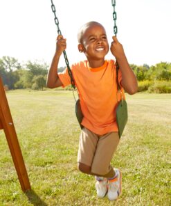 Swing-N-Slide Heavy Duty Green Swing Seat - 58" Vinyl Coated Chain Backyard Playground Swing for Replacement or Accessories 16 9103OvYhxnL