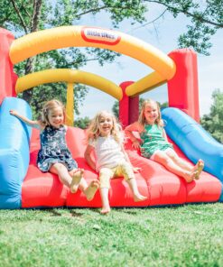 Little Tikes Jump 'n Slide Inflatable Bouncer Includes Heavy Duty Blower With GFCI, Stakes, Repair Patches, And Storage Bag, for Kids Ages 3-8 Years Jump 'n Slide Bounce House 25 9107SLYUkL