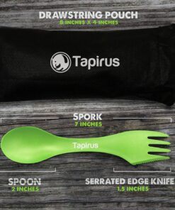 Tapirus Spork to Go V8 Set - 8 Colorful Durable and BPA Free Sporks - Spoon, Fork and Knife Combo Utensils Flatware Mess Kit for Camping and Outdoor Activities - with Bottle Opener and Carrying Case 20 9109aQtx9sL
