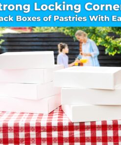 Gourmet 10in White Bakery Boxes 25 Pk. Cute Window Displays for Pies, Cakes, Cupcakes , Pastries. Transport Baked Goods w/ Sturdy, Easy-to Use Carriers. Give Sweet Holiday Gifts at Work, School 26 910HNuBrGEL