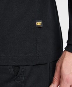 Caterpillar Trademark Banner Long Sleeve Tee Shirts for Men with Center Back Neck Wire Management Loop and Cat Workwear Logo Medium Black 19 910WeW9J9EL