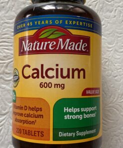 Nature Made Calcium 600 mg with Vitamin D3, Dietary Supplement for Bone Support, 220 Tablets Unflavored 220 Count (Pack of 1) 34 910YoDGYxGL