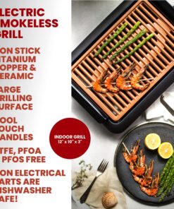 Gotham Steel Indoor Smokeless Grill Electric Grill Ultra Nonstick Electric Grill Dishwasher Safe Surface, Temp Control, Metal Utensil Safe, Barbeque Indoors with No Smoke! Indoor Grill 10 910YqBpRuqL
