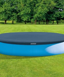 Alternative view of INTEX 28022E Pool Cover: For 12ft Round Easy Set Pools – Includes Rope Tie – Drain Holes – 12in Overhang – Snug Fit 12-Foot