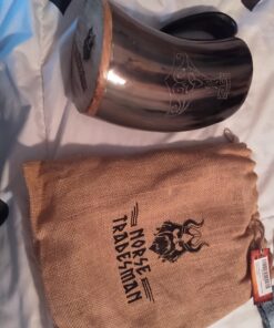 Norse Tradesman XL Viking Drinking Horn Mug - 100% Authentic Beer Horn Tankard With Thor's Hammer Engraving | The Mjolnir, High Polish, approx. 30 oz 28 910enLFvVWL