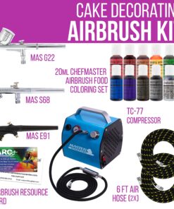 Bakery Airbrush Cake Kit with 3 Airbrushes, Compressor, 2 Air Hoses & 12 Color Chefmaster Food Coloring Set.7 fl Ounce 7 910kMkM4vvL