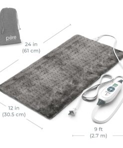 Pure Enrichment® PureRelief™ XL Heating Pad - 12" x 24" Electric Heating Pad for Back Pain & Cramps, 6 Heat Settings, FSA/HSA Eligible, Soft Machine Wash Fabric, Auto-Off & Moist Heat (Charcoal Gray) 35 910qcr2rLL