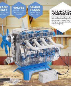 Discovery #MINDBLOWN Model Engine Building Kit, DIY 4-Cylinder Combustion Engine, Working Pistons Fan Valves Belts LED Lights, STEM Mechanic Engineering Construction Experiment Set, Kids & Adults Gift 18 910y Yy7nJL