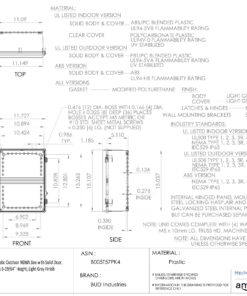BUD Industries NBB-15247 Style B Plastic Outdoor NEMA Box with Solid Door 15.68" L x 11.73" W x 6.3" H, Gray 18 91108maYVnL