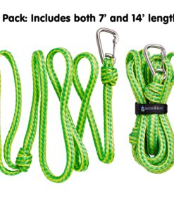Skog Å Kust Premium PWC Dock Lines | 2-Pack Heavy Duty Braided Ropes, 1/2'' x 7ft & 14ft Lengths, with 316 Stainless Steel Clip 12mm (1/2 inch) dimeter rope 2-Pack: 7 & 14 ft Yellow & Green 16 9110og9VP9L