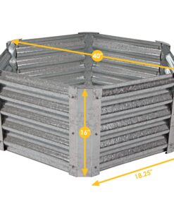 Sunnydaze 40-Inch Hexagon Galvanized Steel Raised Garden Bed Kit - Outdoor Metal Planter for Plants and Vegetables - Silver 29 9114UK9DlrL