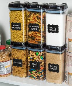 Alternative view of Shazo Airtight Food Storage Container (Set of 6) - BONUS Measuring Cup - Labels & Marker - Durable Plastic - BPA Free - Clear with Improved Lids (Black) - Air Tight Snacks Pantry & Kitchen Canisters Black