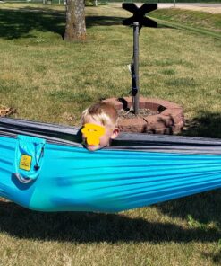 Wise Owl Outfitters Camping Hammock - Camping Essentials, Portable Hammock w/Tree Straps, Single or Double Hammock for Outside, Hiking, and Travel Blue & Grey Medium 32 911GADWfuSL