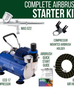Alternative view of Master Airbrush Multi-purpose Gravity Feed Dual-action Airbrush Kit with 6 Foot Hose and a Powerful 1/5hp Single Piston Quiet Air Compressor Standard