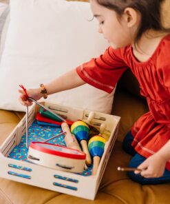 Melissa & Doug Band-in-a-Box Clap! Clang! Tap! - 10-Piece Musical Instrument Set - Kids Musical Instruments, Wooden Percussion Instruments For Toddlers And Kids Ages 3+ English Only 24 911MFA7HUAL