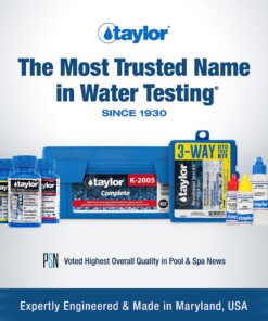 Taylor K-2005 Complete DPD High Range, 9-in-1 Pool & Spa Test Kit for Free & Total Chlorine, Bromine, pH, Acid & Base Demand, Total Alkalinity, Calcium Hardness, Cyanuric Acid | Made in The USA 19 911UeJi93GL 2