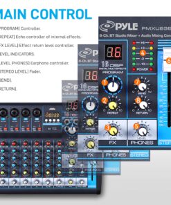 Pyle Professional Audio Mixer Sound Board Console Desk System Interface 8 Channel Digital USB Bluetooth MP3 Computer Input 48V Phantom Power Stereo DJ Studio FX 16Bit DSP Processor PMXU83BT, Black 20 911V9iNrasL