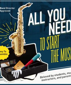 Alternative view of Mendini By Cecilio Eb Alto Saxophone - Case, Tuner, Mouthpiece, 10 Reeds, Pocketbook - Nickel & Gold E Flat Musical Instruments
