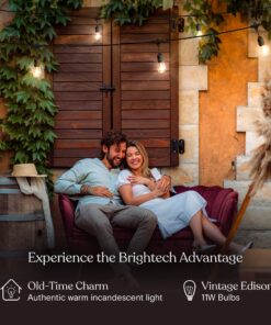 Alternative view of Brightech Ambience Pro Outdoor String Lights - Commercial Grade Waterproof Patio Lights with 48 Ft Dimmable Incandescent Edison Bulbs, Porch String Lights For Patio, Backyard, Christmas - 15 Bulbs 11W