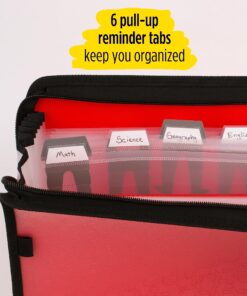 Five Star 7 Pocket Expanding File Organizer, Plastic Expandable File Folders with Customizable Tabs & Clear Cover, Holds 11" x 8-1/2", Zipper Closure, Fire Red (72705) 9 911bVmyWcoL