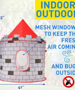 Kiddey Knight's Castle Kids Play Tent -Indoor & Outdoor Children's Playhouse - Durable & Portable with Free Carrying Bag – “Bonus” Shield and Sword Set - Makes for Boys & Girls Knights Tent 33 911bkiTdBCL 2