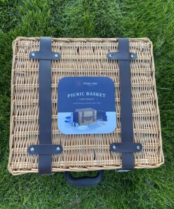 PICNIC TIME Romantic Canterbury Deluxe Wicker Picnic Basket Set for 2, with Blanket and Soft Cooler, One Size, Navy with Plaid 49 911fTjGRncL