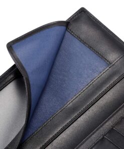 HISCOW Slim Leather Long Wallet for Men & Women, Italian Calfskin, Breast Pocket Wallet for Checkbook, Credit Cards (Black) Black 12 911fkJr xNL