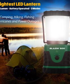 Blazin Ultra Bright Camping Lantern - Waterproof, Portable & Lightweight, 500 Lumens Battery Operated Camping Light - Ideal for Camping, Hurricane, Power Outages & Emergencies 500 Lumen Green 36 911jyoWX66L