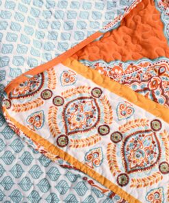 Lush Décor Harley Quilt Damask Pattern Reversible 5 Piece Bedding Set, King, Tangerine 39 911n41hBsCL
