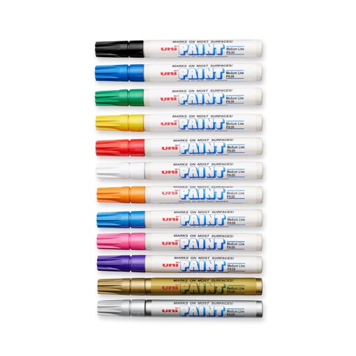 Uni-Paint Markers, Medium Point, Assorted Colors, 12-Count