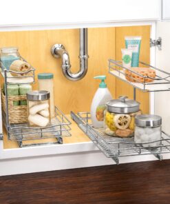 LYNK PROFESSIONAL® Slide Out Under Sink Cabinet Organizer - 11.5 in. wide x 18 inch deep - Sliding Pull Out Shelf for Inside Kitchen Cabinet or Under Sink - Lifetime Limited Warranty – Chrome 11.5x18 Chrome 33 911yaMRauL