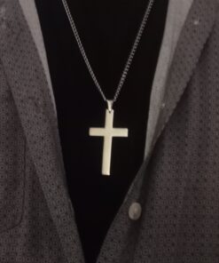 FIBO STEEL Stainless Steel Cross Pendant Chain Necklace for Men Women, 22-30 Inches 50*30*3mm cross, 24 inches chain 44 912AdlTj8PL