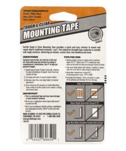 Gorilla Tough & Clear, Double Sided Mounting Tape, Weatherproof, 1" x 60", Clear, (Pack of 1) 1 Pack 26 912CrzZGXjL
