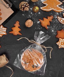 100 Pcs 10 in x 6 in(1.4mil.) Clear Flat Cello Cellophane Treat Bags Good for Bakery, Cookies, Candies,Dessert with 5 random Twist Ties! 100PCS(10x6 Inch) 23 912UWtPpRPL