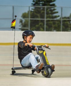 Razor PowerRider 360 – Electric Tricycle, Up to 9 mph, Welded Steel Fork, 12V Powered Ride-On for Ages 8 and Up, Black, Yellow 26 912Ydn7b8 L