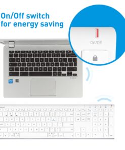 Macally Wireless Bluetooth Keyboard for Mac or Windows PC - Compatible Apple Keyboard Rechargeable - Multi-Device Keyboard, Up to 3 Devices with 110 Keys, 20 Shortcuts, and Numeric Keypad - White 28 912Z0S P3ZL