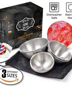 Alternative view of Stainless Steel Bath Bomb Molding Set-3 Metal Round Bath Bomb Molds (6 Half Spheres)- DIY Professional Molds for Fizzy Bombs: Instructional Pamphlet, E-Book & Mesh Storage Bag- Starter Kit 3 SIZES